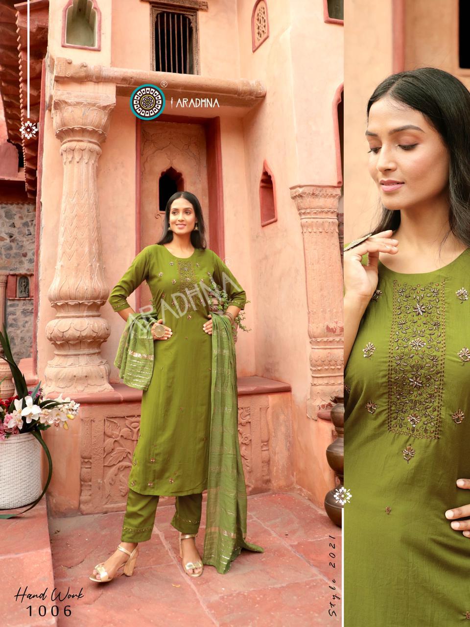 Aradhna Hand Work 1  Latest Designer Fancy Party Wear Embroidery And Manual Work Cotton Silk Exclusive Readymade Collection
